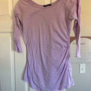 Velvet by Graham & Spencer Purple Tunic Fitted Blouse with Three-Quarter Sleeves